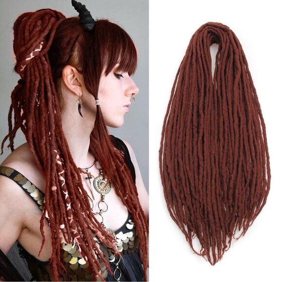 20 Inch Dark Brown Wool Dreadlock Extensions Double Ended 20 Strands 0.6… - Picture 1 of 7